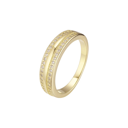 Двойное кольцо с мощеным покрытием Обручальное кольцо Штабелируемые кольца