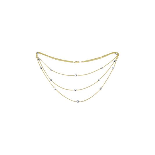 Collar largo de abalorios chapado en Oro Blanco, Oro 14K, Oro Rosa, dos tonos, tres tonos