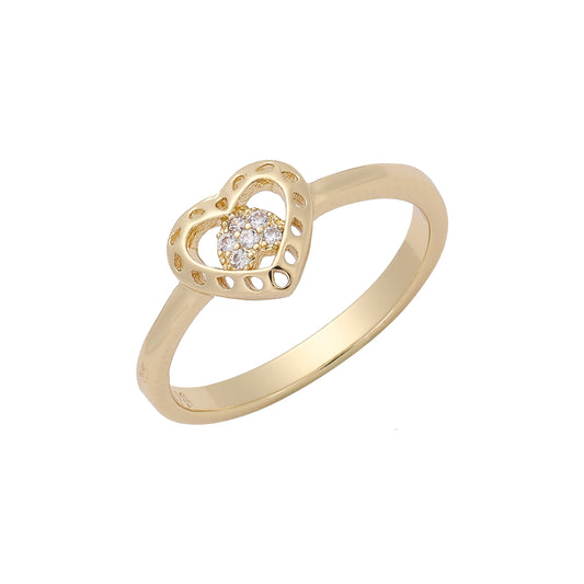 Corazón de Oro 14K en anillos de corazón.
