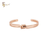 Double twisted wire 14K Gold, Rose Gold, White Gold bangle bracelets