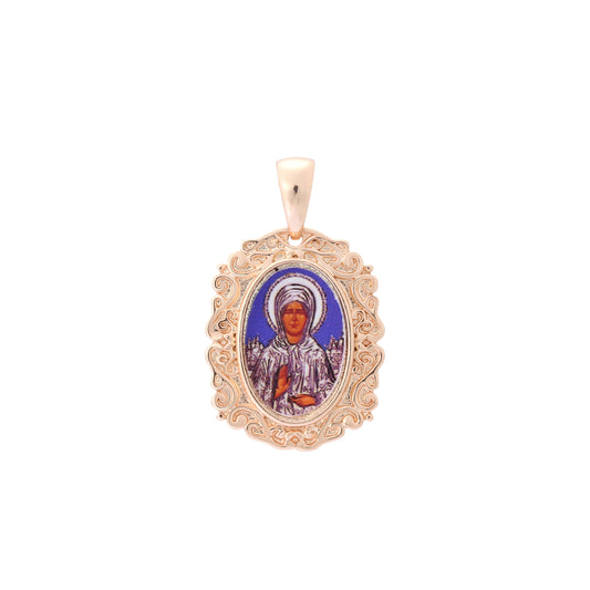 Подвеска Девы Марии из Красное золото 585 пробы с покрытием из белого золота