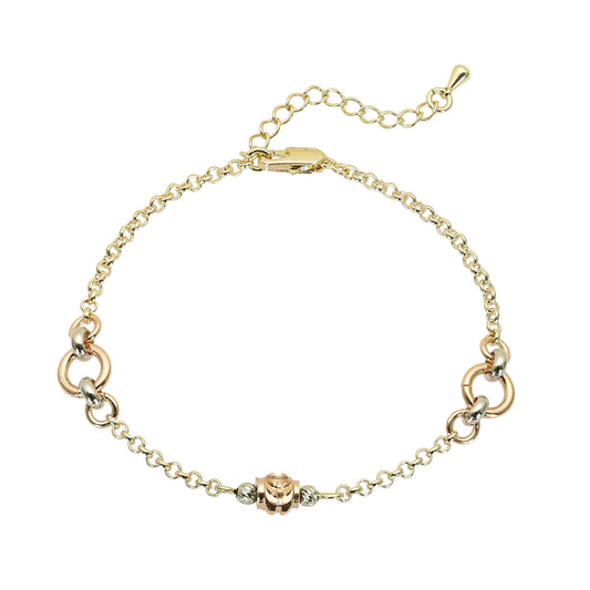 Rolo link 14K Gold three tone necklace